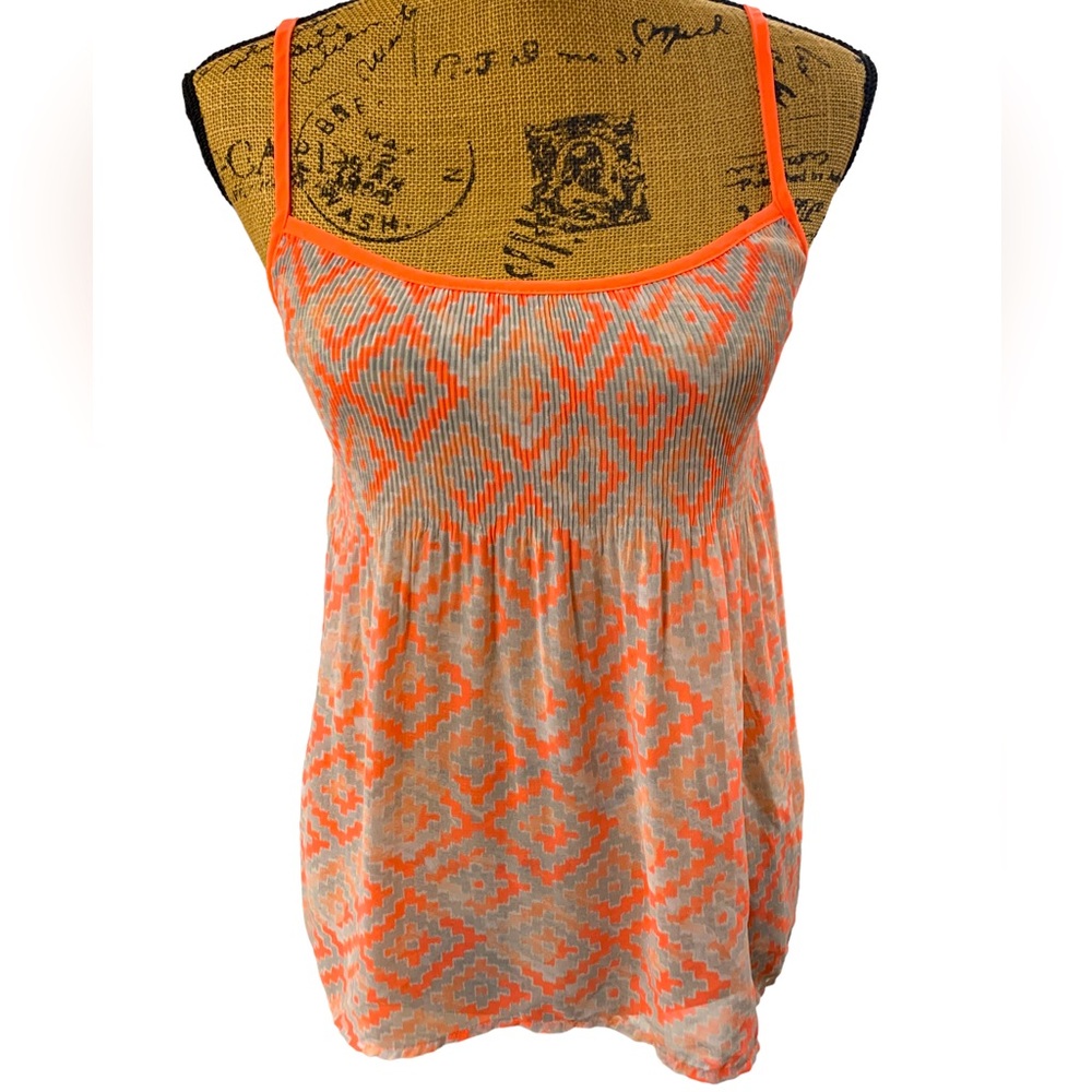 Princess Vera Wang orange & beige sheer Cami Top